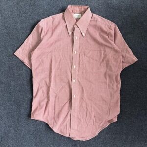 Vintage Kaufmann's Dress Shirt Mens 16 Red Gingham Short Sleeve Permanent Press